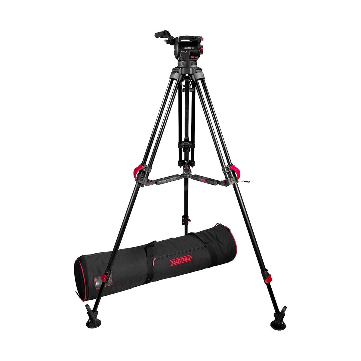 Cartoni Focus 10 Fluid Head with Red Lock Tripod System (100mm Ball)