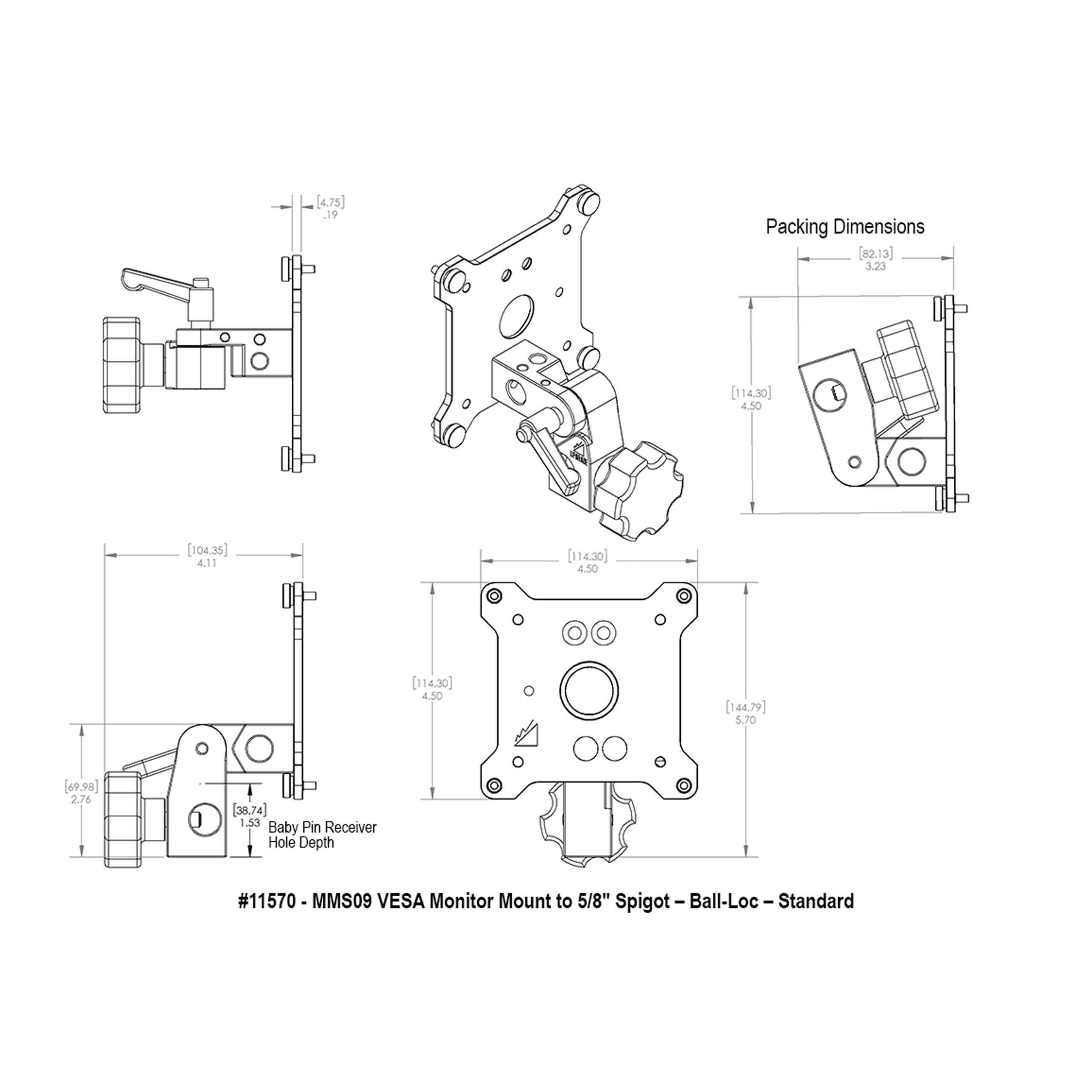MMS09 VESA Monitor Mount to 5:8″ Spigot – Ball-Loc_5