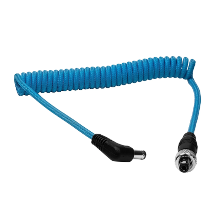 Kondor Blue Locking DC 2.1mm to Right Angle DC Male to Male Coiled Cable