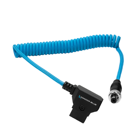 Kondor Blue Coiled D-Tap to Locking DC 2.1mm Cable