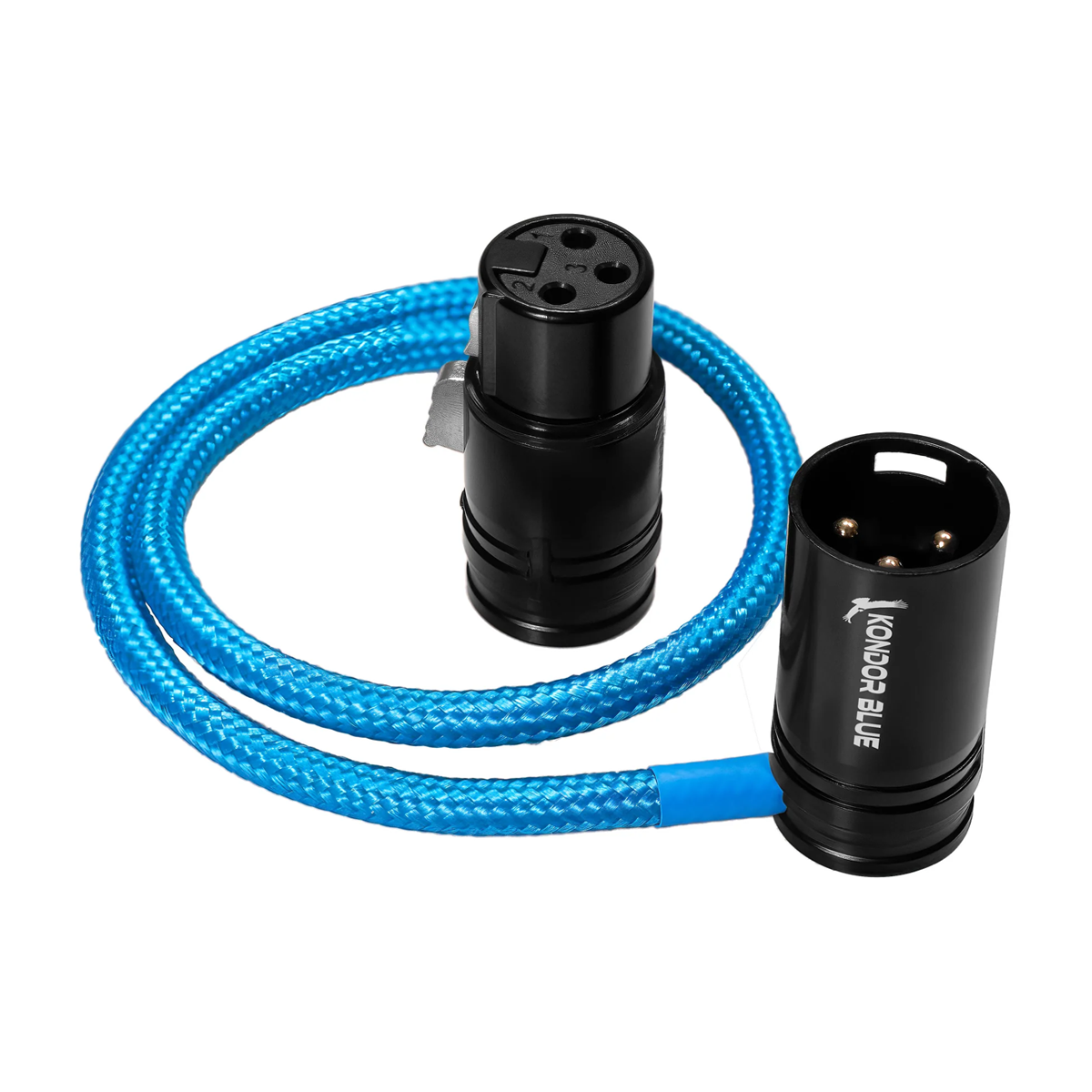 Kondor Blue 16” Straight Low Profile Right Angle XLR Cable