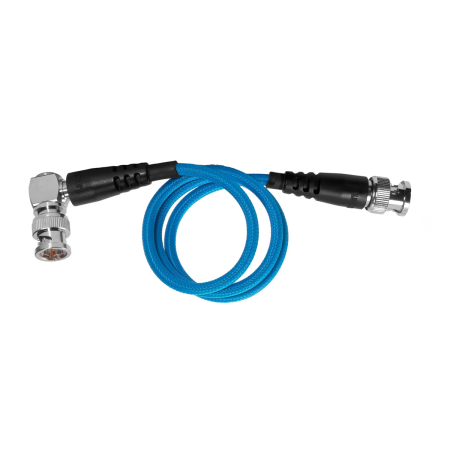 Kondor Blue 20" 12G SDI Cable with Straight to Right-Angle Connectors for 4K 60p Camera Monitors and Transmitters