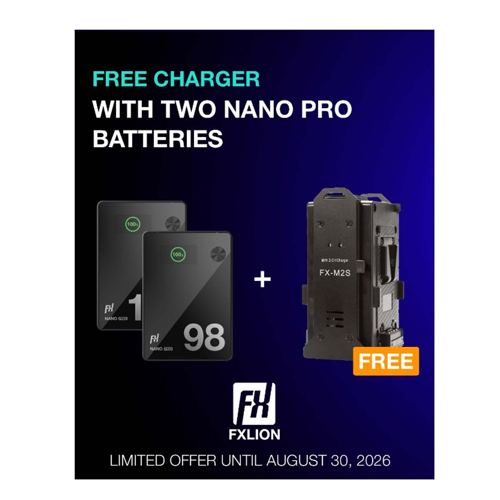 2x FXLION NANO PRO akumulátor + Nabíječka zdarma
